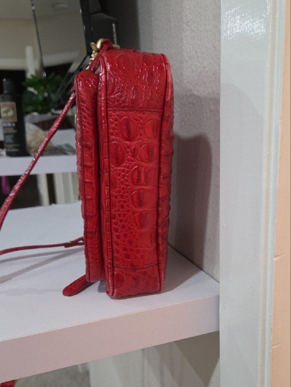 Brahmin Red Croc-Embossed Crossbody with Gold Hardware - Picture 5 of 8